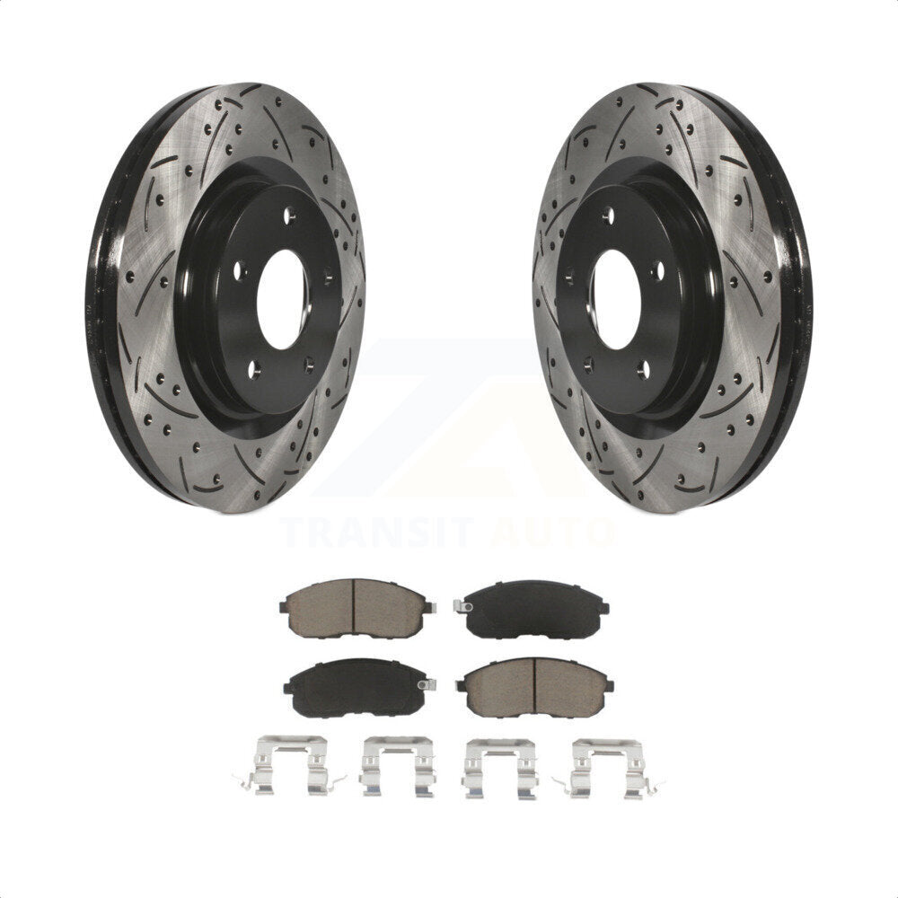 Front Coated Drilled Slotted Disc Brake Rotors And Ceramic Pads Kit For Nissan Sentra Juke KDC-100115 by Transit Auto