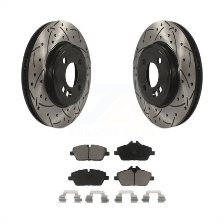 Front Coated Drilled Slotted Disc Brake Rotors And Ceramic Pads Kit For Mini Cooper KDC-100121 by Transit Auto