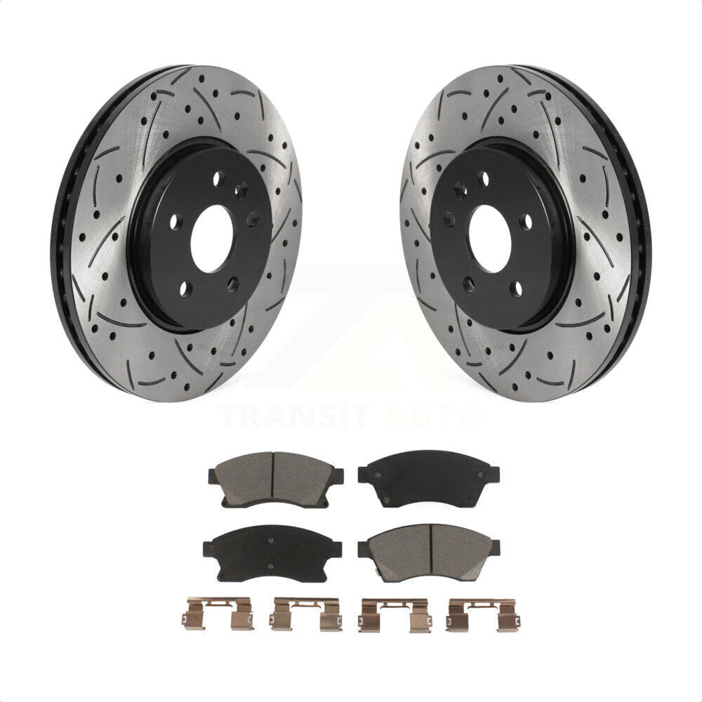 Front Coated Drilled Slotted Disc Brake Rotors And Ceramic Pads Kit For Chevrolet Buick Encore Trax Sonic KDC-100142 by Transit Auto