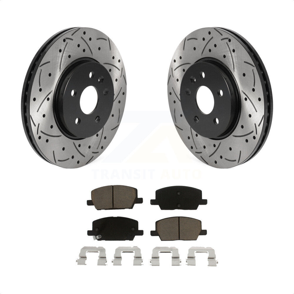 Front Coated Drilled Slotted Disc Brake Rotors And Ceramic Pads Kit For Chevrolet Trax Buick Encore KDC-100143 by Transit Auto