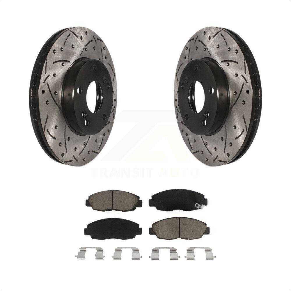 Front Coated Drilled Slotted Disc Brake Rotors And Ceramic Pads Kit For 2011 Honda Civic GX KDC-100156 by Transit Auto