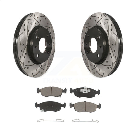 Front Coated Drilled Slotted Disc Brake Rotors And Ceramic Pads Kit For Fiat 500 KDC-100182 by Transit Auto