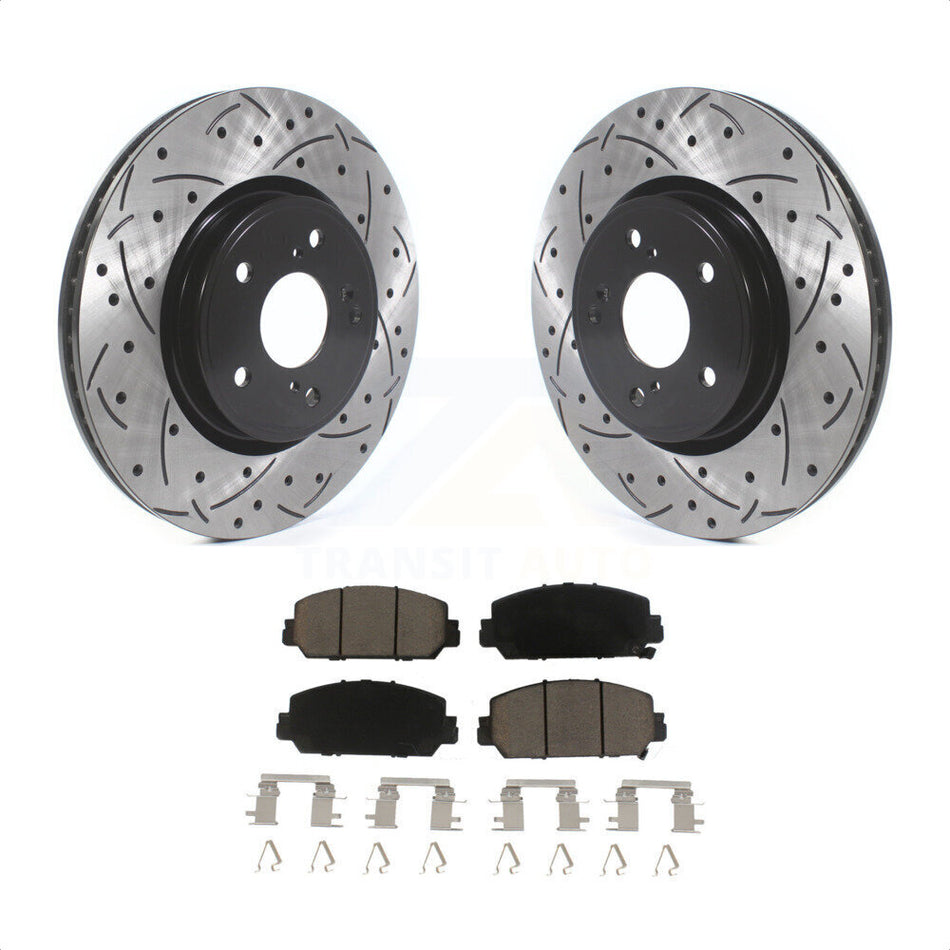 Front Coated Drilled Slotted Disc Brake Rotors And Ceramic Pads Kit For Honda CR-V KDC-100229 by Transit Auto