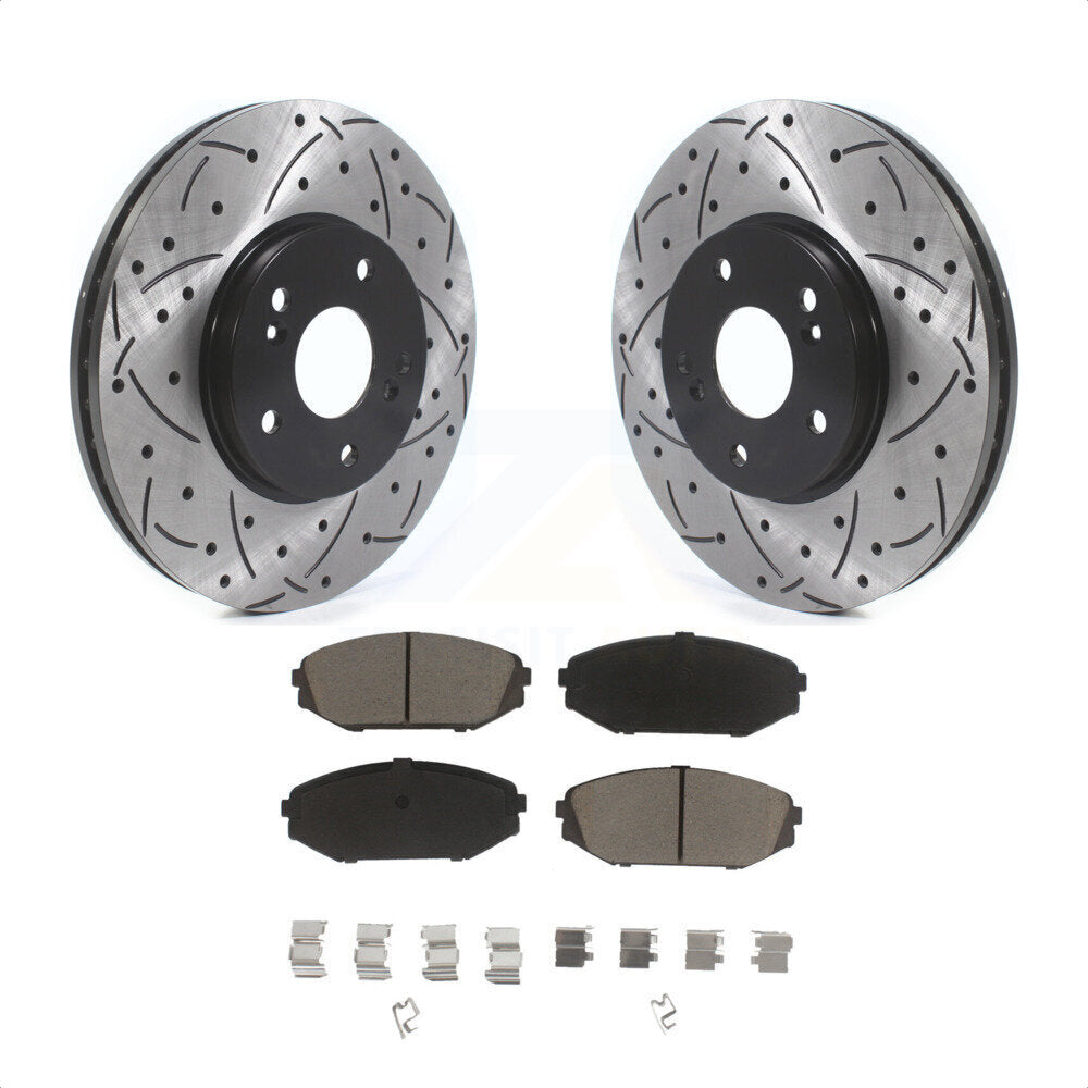 Front Coated Drilled Slotted Disc Brake Rotors And Ceramic Pads Kit For Honda Odyssey Acura MDX KDC-100235 by Transit Auto