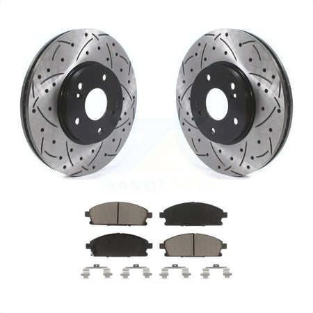 Front Coated Drilled Slotted Disc Brake Rotors And Ceramic Pads Kit For 2003-2006 Acura MDX KDC-100236 by Transit Auto