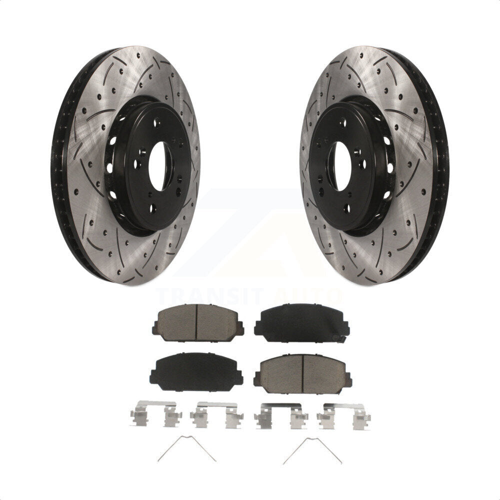 Front Coated Drilled Slotted Disc Brake Rotors And Ceramic Pads Kit For Acura RDX ILX KDC-100251 by Transit Auto