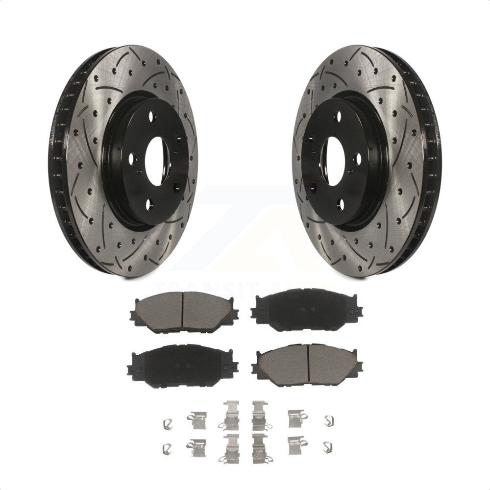 Front Coated Drilled Slotted Disc Brake Rotors And Ceramic Pads Kit For Lexus IS250 KDC-100254 by Transit Auto