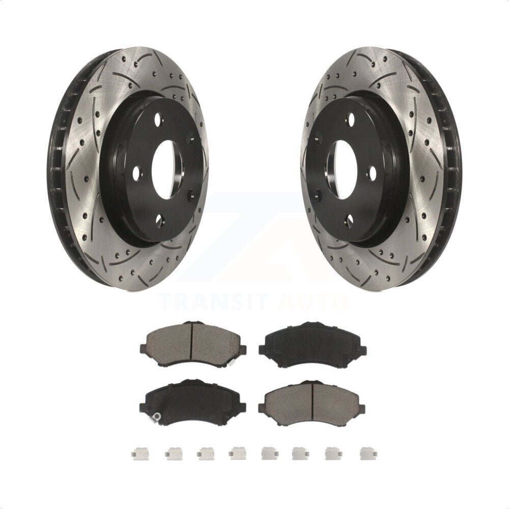 Front Coated Drilled Slotted Disc Brake Rotors And Ceramic Pads Kit For Jeep Wrangler JK KDC-100256 by Transit Auto