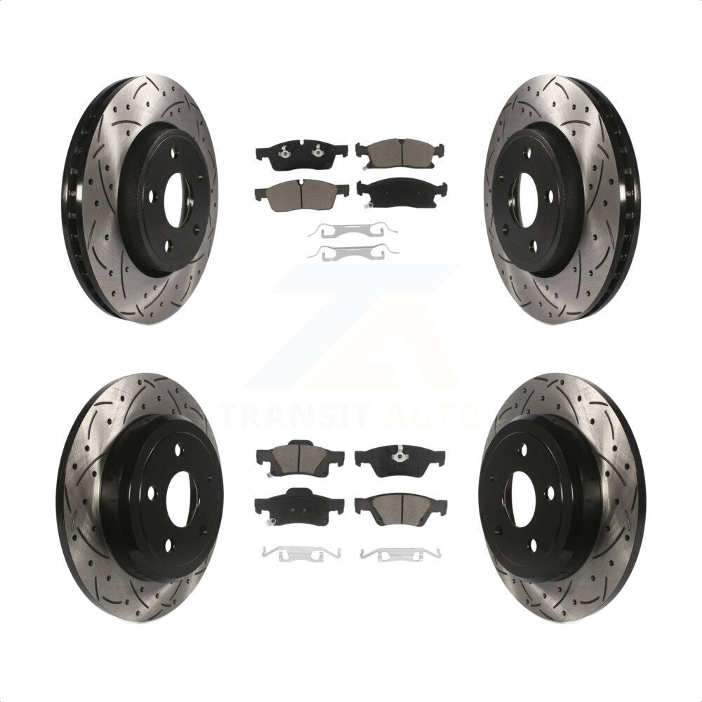 Front Rear Coated Drilled Slotted Disc Brake Rotors And Ceramic Pads Kit For Dodge Durango KDC-100345 by Transit Auto