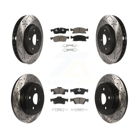 Front Rear Coated Drilled Slotted Disc Brake Rotors And Ceramic Pads Kit For Dodge Durango KDC-100345 by Transit Auto