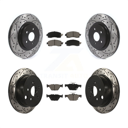 Front Rear Coated Drilled Slotted Disc Brake Rotors And Ceramic Pads Kit For Subaru Crosstrek KDC-100457 by Transit Auto