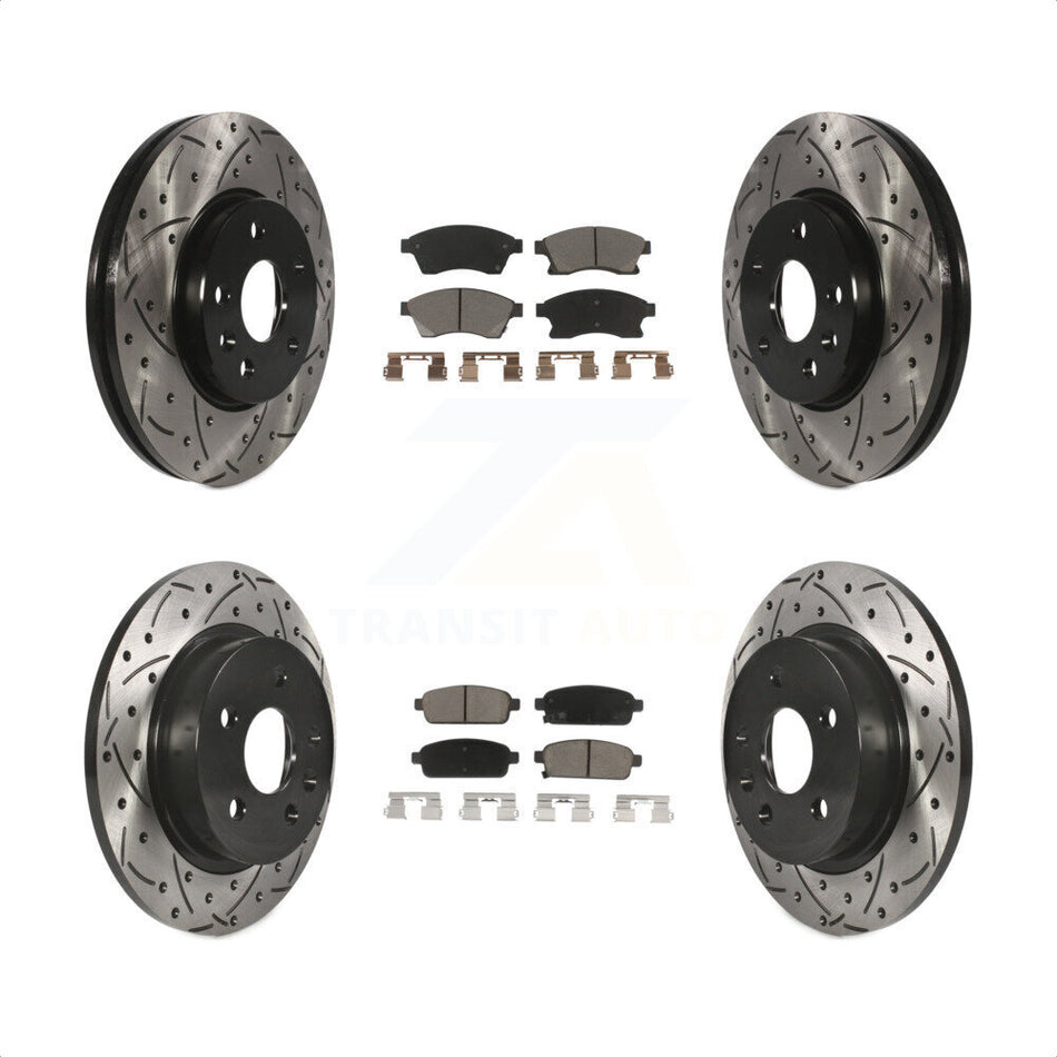 Front Rear Coated Drilled Slotted Disc Brake Rotors And Ceramic Pads Kit For Chevrolet Cruze Sonic Limited KDC-100471 by Transit Auto