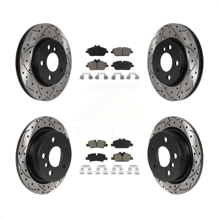 Front Rear Coated Drilled Slotted Disc Brake Rotors And Ceramic Pads Kit For Mini Cooper KDC-100532 by Transit Auto