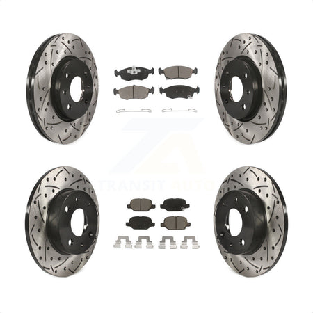 Front Rear Coated Drilled Slotted Disc Brake Rotors And Ceramic Pads Kit For Fiat 500 KDC-100563 by Transit Auto