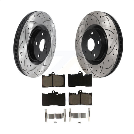 Front Coated Drilled Slotted Disc Brake Rotors And Ceramic Pads Kit For Lexus GS350 IS300 IS350 RC350 IS200t RC300 RC200t GS300 GS450h GS200t GS460 KDC-100686 by Transit Auto