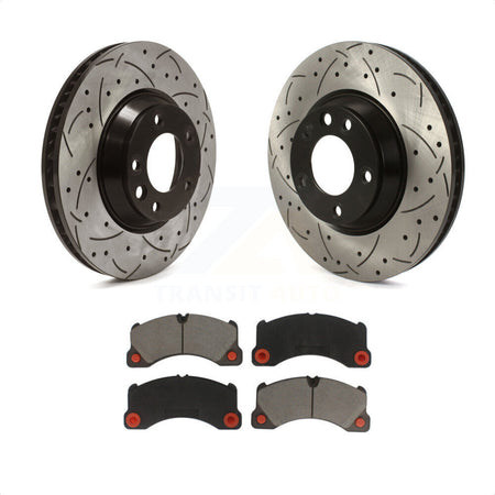 Front Coated Drilled Slotted Disc Brake Rotors And Ceramic Pads Kit For Porsche Cayenne KDC-100689 by Transit Auto