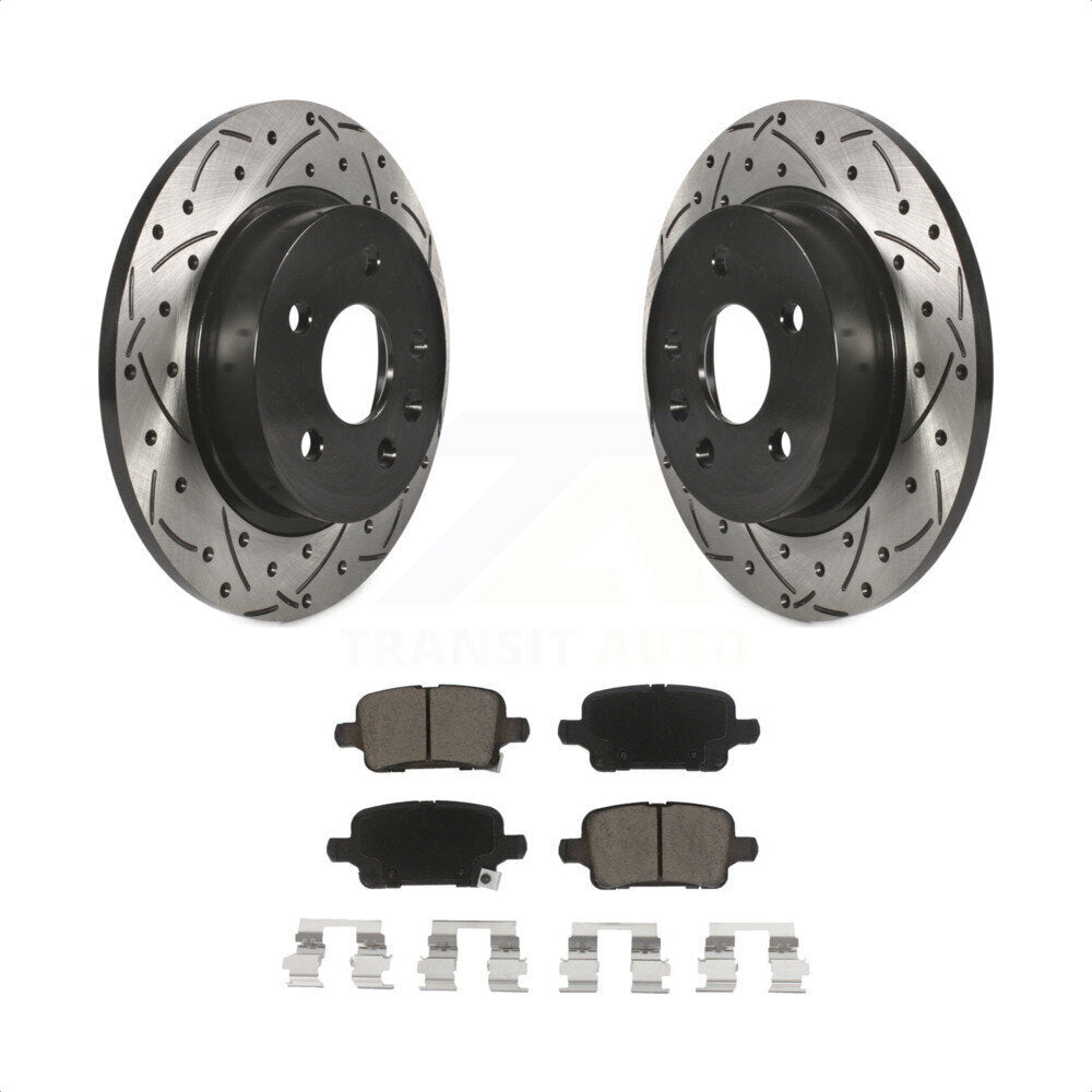 Rear Coated Drilled Slotted Disc Brake Rotors And Ceramic Pads Kit For 2016 Chevrolet Cruze With 268mm Diameter Rotor KDC-100794 by Transit Auto