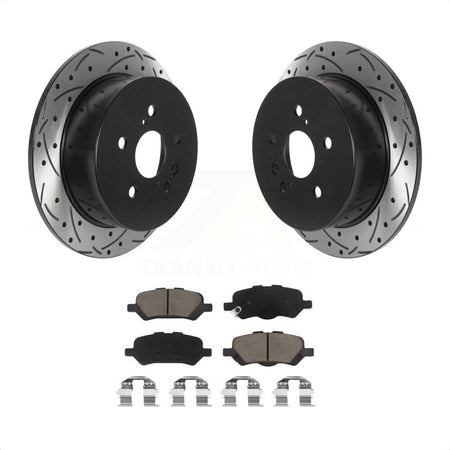 Rear Coated Drilled Slotted Disc Brake Rotors And Ceramic Pads Kit For 2009-2016 Toyota Venza KDC-100867 by Transit Auto