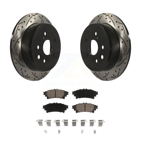 Rear Coated Drilled Slotted Disc Brake Rotors And Ceramic Pads Kit For Lexus IS250 KDC-100874 by Transit Auto