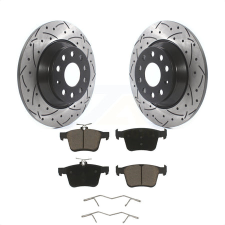 Rear Coated Drilled Slotted Disc Brake Rotors And Ceramic Pads Kit For Volkswagen Tiguan Jetta Audi TT Quattro KDC-100907 by Transit Auto