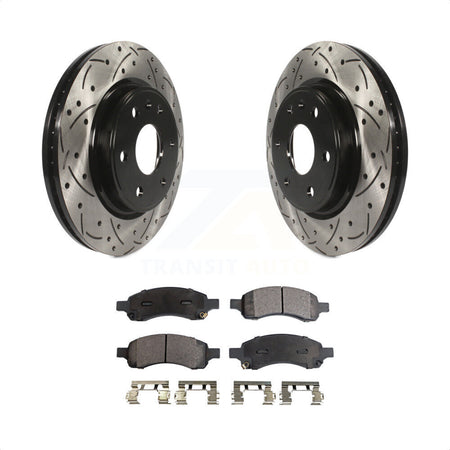 Front Coated Drilled Slotted Disc Brake Rotors And Semi-Metallic Pads Kit For Chevrolet Traverse GMC Acadia Buick Enclave Saturn Outlook Limited KDF-100005 by Transit Auto