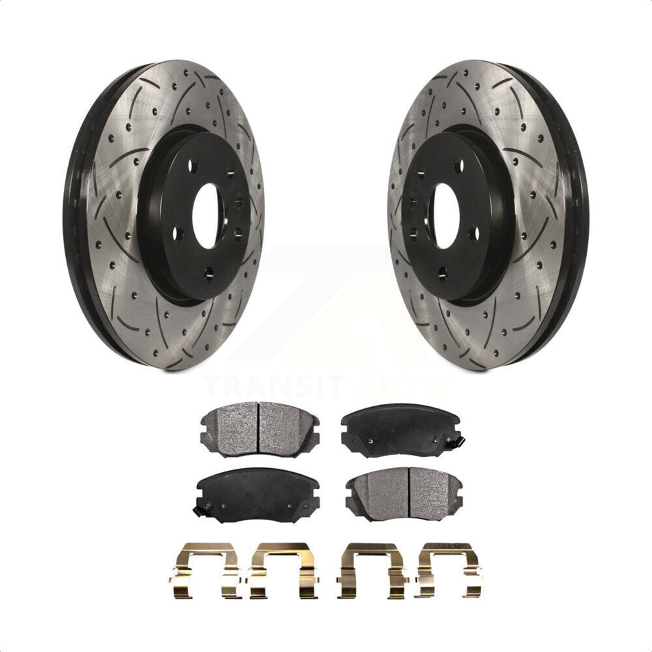 Front Coated Drilled Slotted Disc Brake Rotors And Semi-Metallic Pads Kit For Chevrolet Equinox GMC Terrain Malibu Buick Impala LaCrosse Regal Limited Allure KDF-100007 by Transit Auto