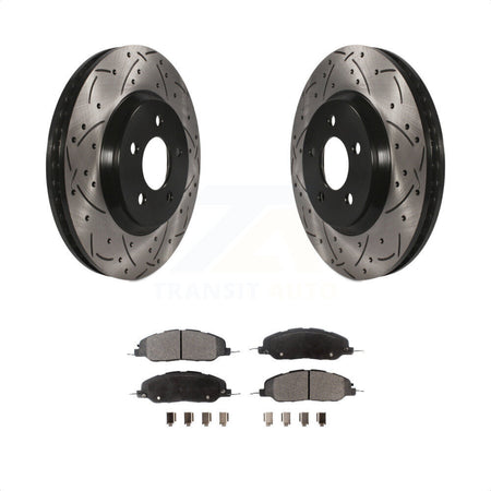 Front Coated Drilled Slotted Disc Brake Rotors And Semi-Metallic Pads Kit For Ford Mustang KDF-100022 by Transit Auto