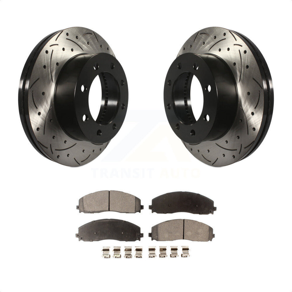 Front Coated Drilled Slotted Disc Brake Rotors And Semi-Metallic Pads Kit For Ford F-250 Super Duty F-350 F-450 KDF-100036 by Transit Auto