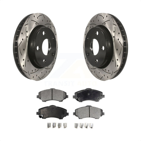 Front Coated Drilled Slotted Disc Brake Rotors And Semi-Metallic Pads Kit For Jeep Wrangler JK KDF-100048 by Transit Auto