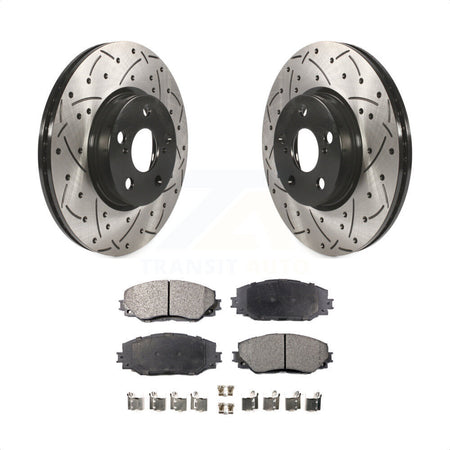 Front Coated Drilled Slotted Disc Brake Rotors And Semi-Metallic Pads Kit For Toyota Corolla Scion xD Matrix Pontiac Vibe KDF-100116 by Transit Auto