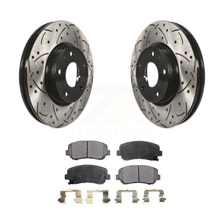 Front Coated Drilled Slotted Disc Brake Rotors And Semi-Metallic Pads Kit For 2013-2015 Mazda CX-5 KDF-100158 by Transit Auto