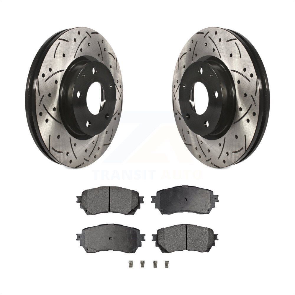 Front Coated Drilled Slotted Disc Brake Rotors And Semi-Metallic Pads Kit For Mazda 6 KDF-100159 by Transit Auto