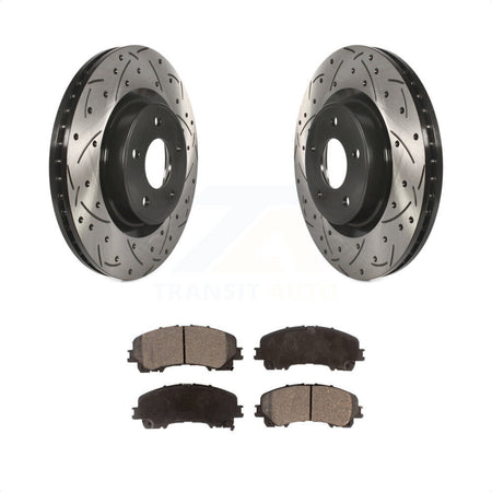 Front Coated Drilled Slotted Disc Brake Rotors And Semi-Metallic Pads Kit For INFINITI Q50 QX50 Q60 KDF-100167 by Transit Auto