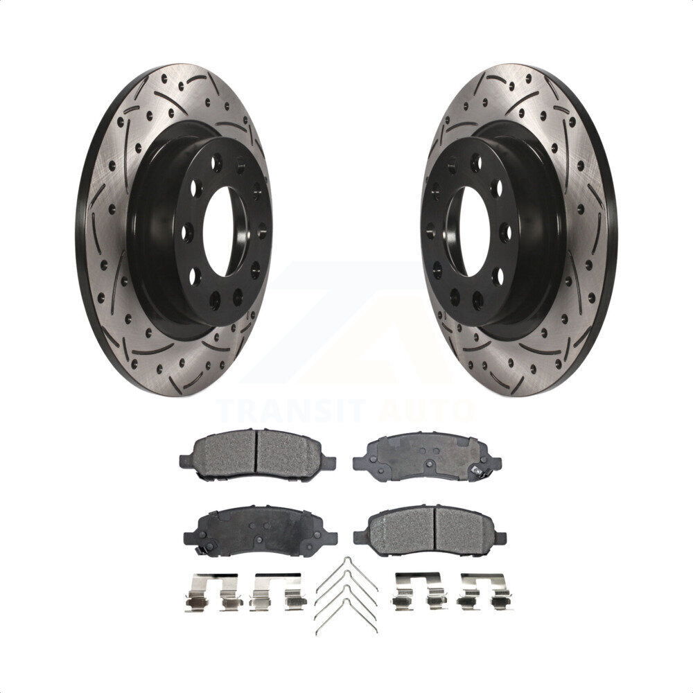 Rear Coated Drilled Slotted Disc Brake Rotors And Semi-Metallic Pads Kit For 2013-2016 Dodge Dart KDF-100471 by Transit Auto