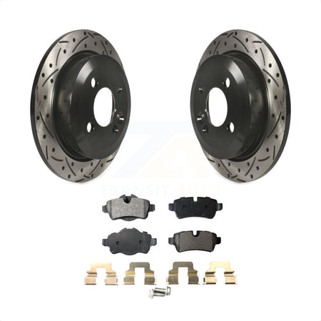 Rear Coated Drilled Slotted Disc Brake Rotors And Semi-Metallic Pads Kit For Mini Cooper KDF-100498 by Transit Auto