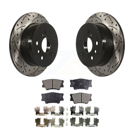 Rear Coated Drilled Slotted Disc Brake Rotors And Semi-Metallic Pads Kit For Toyota Camry Lexus ES350 Avalon ES300h KDF-100527 by Transit Auto