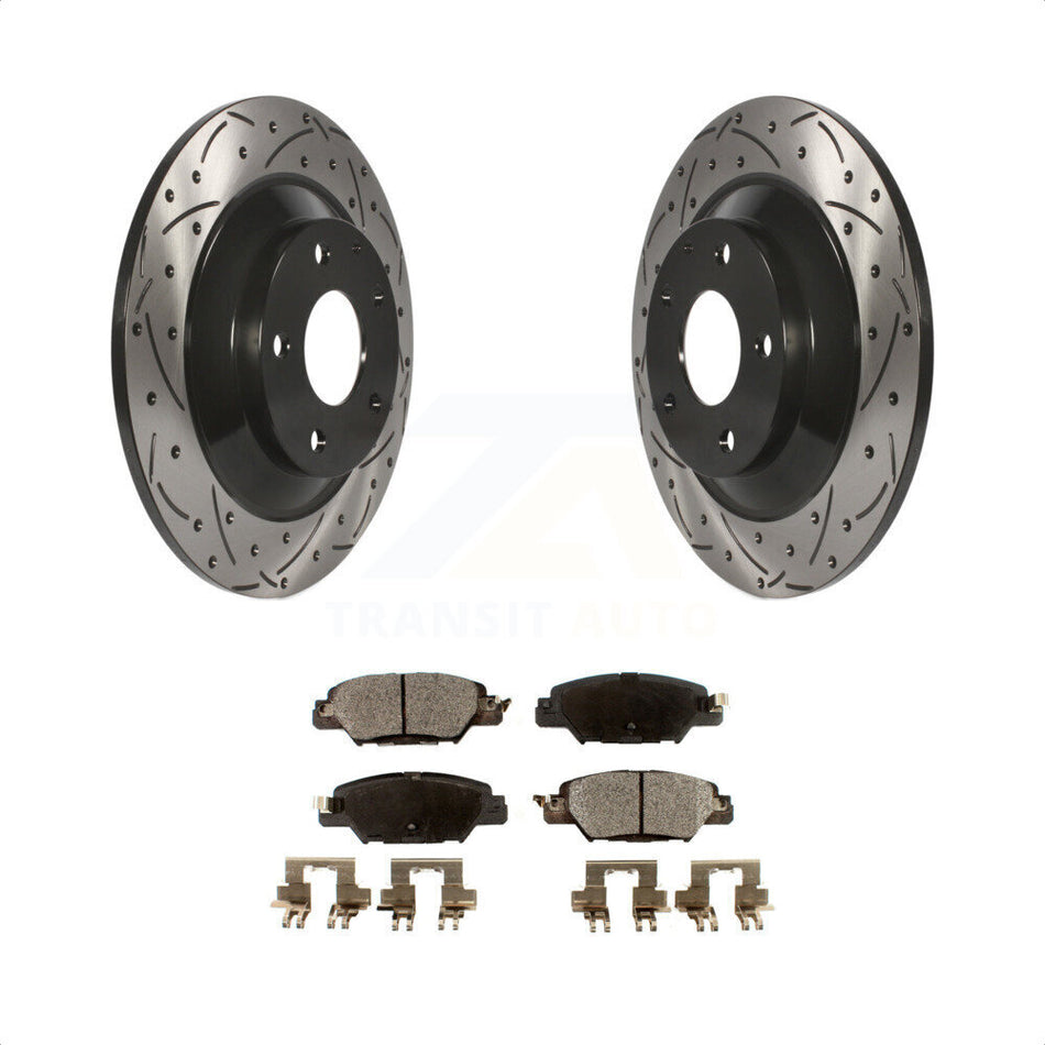 Rear Coated Drilled Slotted Disc Brake Rotors And Semi-Metallic Pads Kit For Mazda CX-5 KDF-100529 by Transit Auto