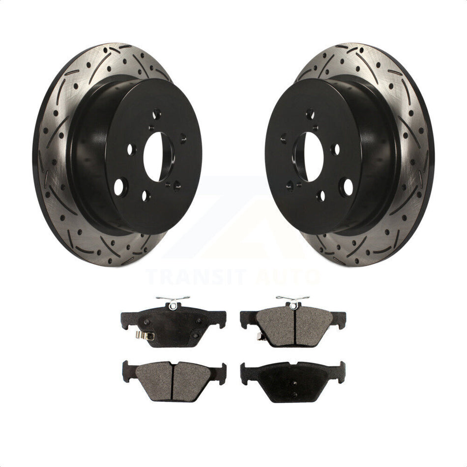 Rear Coated Drilled Slotted Disc Brake Rotors And Semi-Metallic Pads Kit For Subaru Crosstrek KDF-100560 by Transit Auto