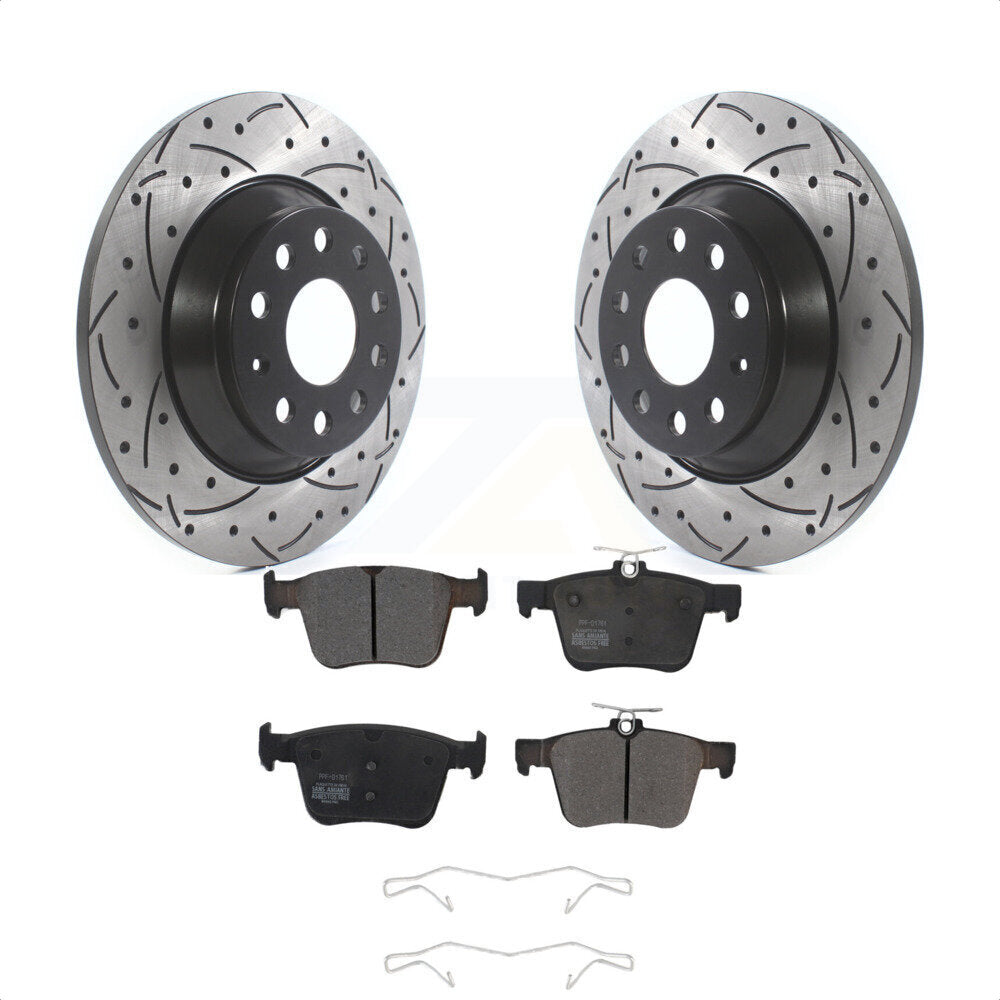 Rear Coated Drilled Slotted Disc Brake Rotors And Semi-Metallic Pads Kit For Volkswagen Tiguan Jetta Audi TT Quattro KDF-100564 by Transit Auto