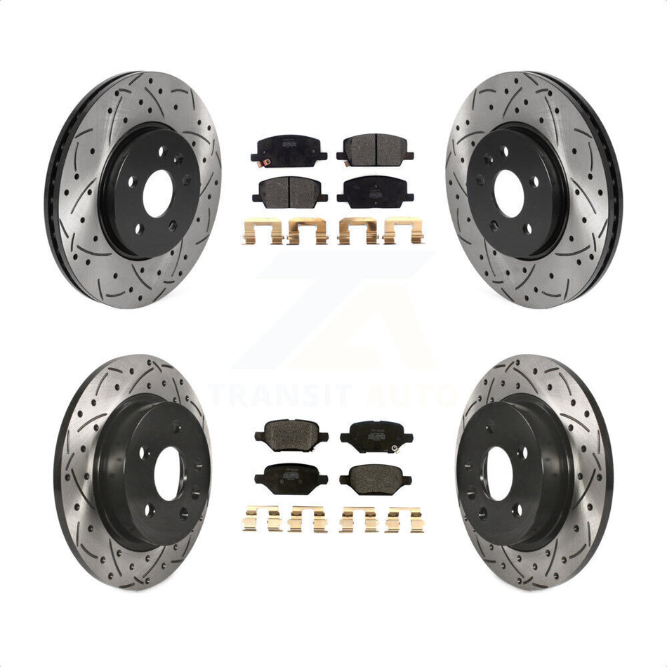 Front Rear Coated Drilled Slotted Disc Brake Rotors And Semi-Metallic Pads Kit For Chevrolet Trax Buick Encore KDF-100790 by Transit Auto