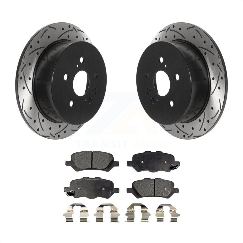 Rear Coated Drilled Slotted Disc Brake Rotors And Semi-Metallic Pads Kit For 2009-2016 Toyota Venza KDF-100904 by Transit Auto