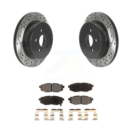 Rear Coated Drilled Slotted Disc Brake Rotors And Semi-Metallic Pads Kit For 2014-2018 Subaru Forester 2.0L KDF-100984 by Transit Auto