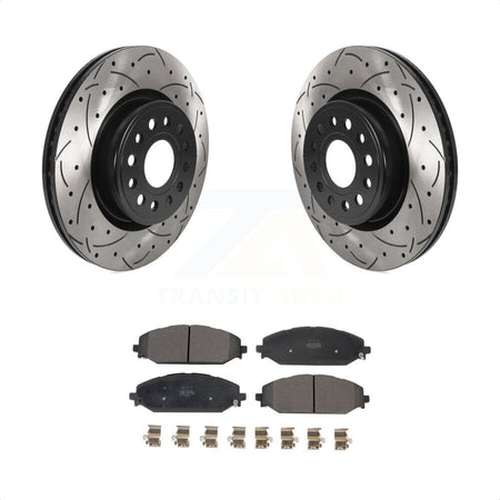 Front Coated Drilled Slotted Disc Brake Rotors And Semi-Metallic Pads Kit For Ram 1500 KDF-101011 by Transit Auto