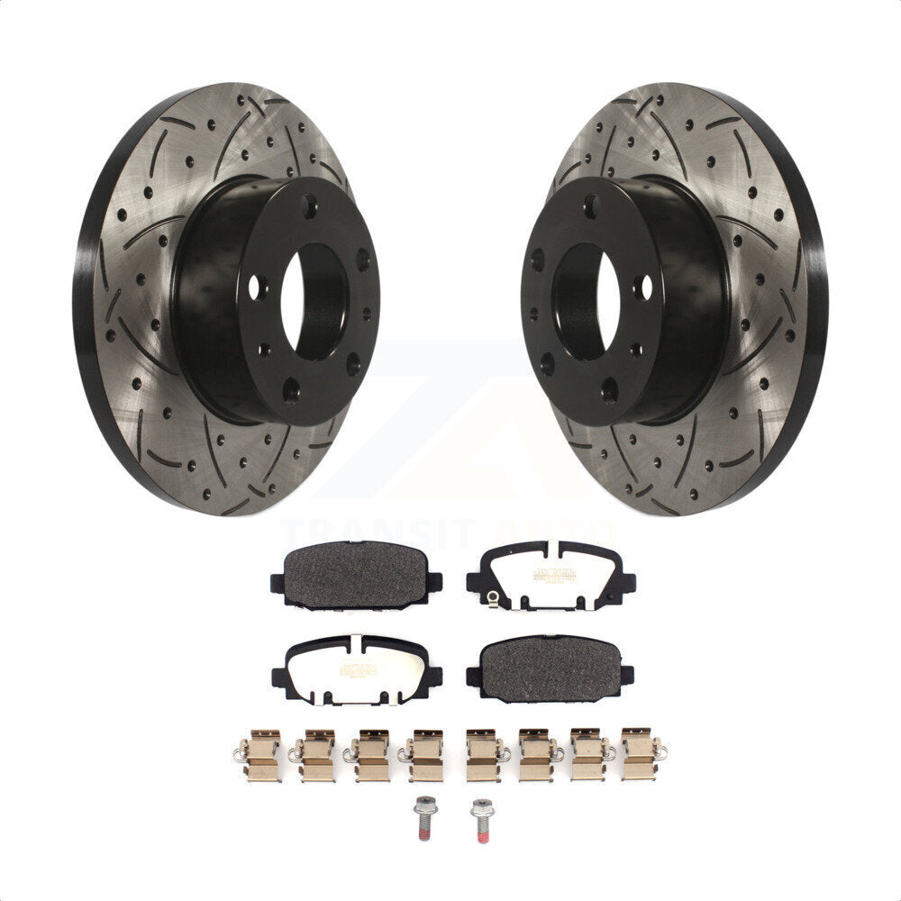 Rear Coated Drilled Slotted Disc Brake Rotors And Semi-Metallic Pads Kit For Jeep Compass KDF-101084 by Transit Auto