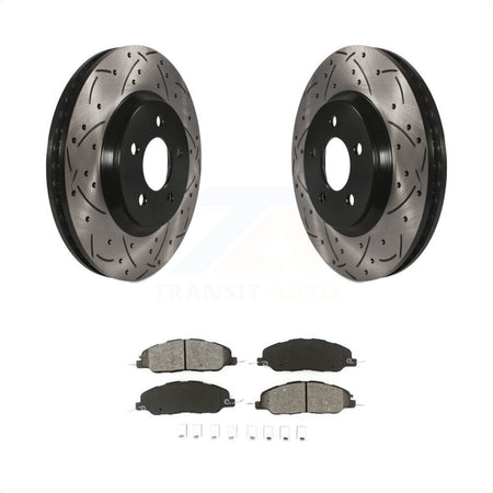 Front Coated Drilled Slotted Disc Brake Rotors And Semi-Metallic Pads Kit For Ford Mustang KDS-100016 by Transit Auto