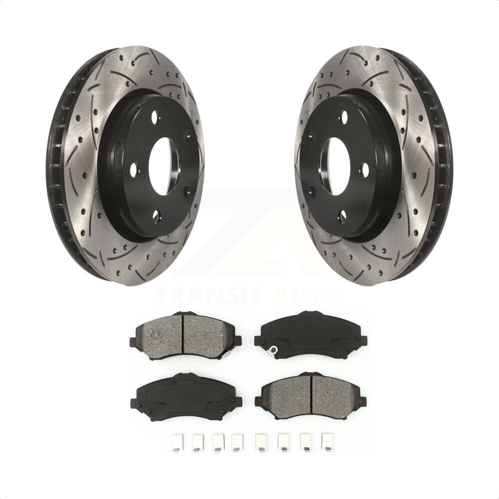 Front Coated Drilled Slotted Disc Brake Rotors And Semi-Metallic Pads Kit For Jeep Wrangler JK KDS-100039 by Transit Auto