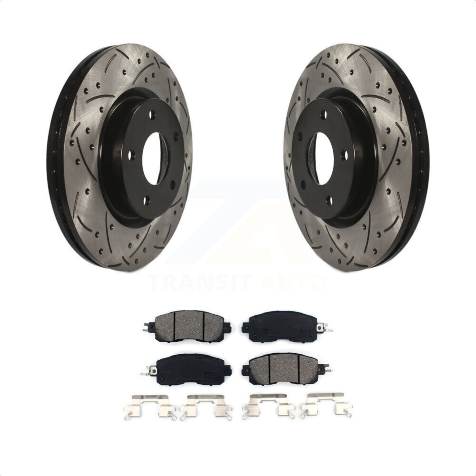 Front Coated Drilled Slotted Disc Brake Rotors And Semi-Metallic Pads Kit For Nissan Altima KDS-100166 by Transit Auto