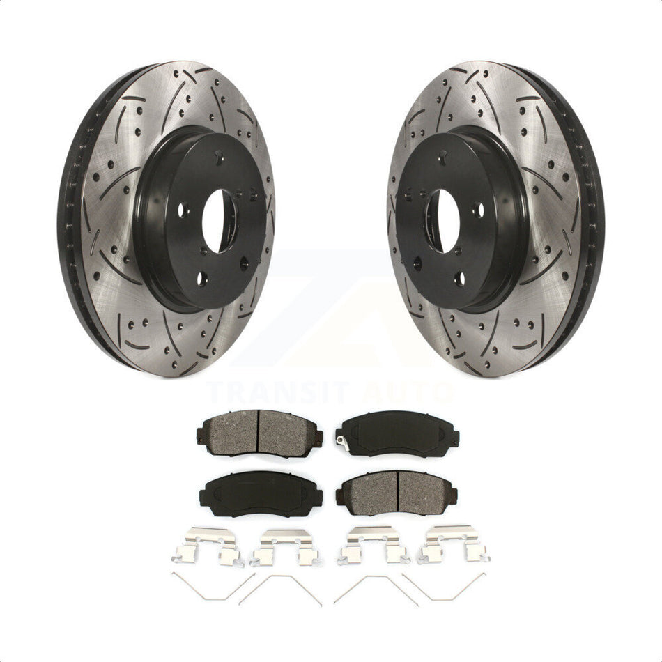 Front Coated Drilled Slotted Disc Brake Rotors And Semi-Metallic Pads Kit For 2016-2019 Subaru Legacy 2.5L KDS-100168 by Transit Auto