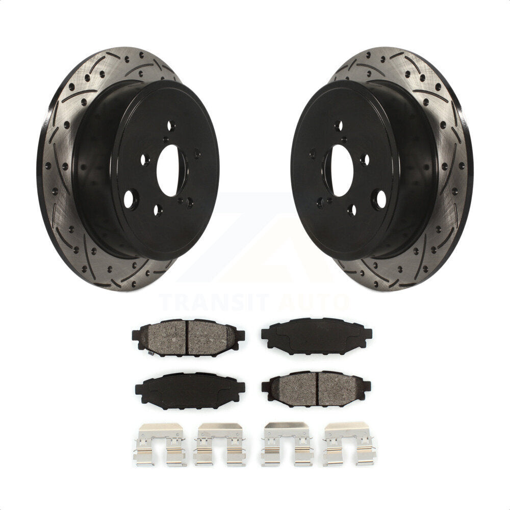 Rear Coated Drilled Slotted Disc Brake Rotors And Semi-Metallic Pads Kit For Subaru Outback Impreza Forester Legacy Scion FR-S BRZ WRX KDS-100460 by Transit Auto