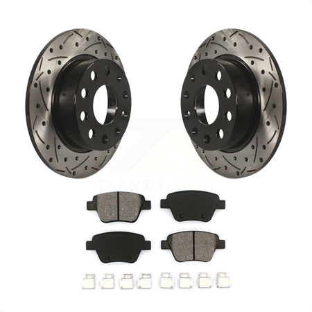 Rear Coated Drilled Slotted Disc Brake Rotors And Semi-Metallic Pads Kit For Volkswagen Beetle GTI Eos With 253mm Diameter Rotor KDS-100476 by Transit Auto